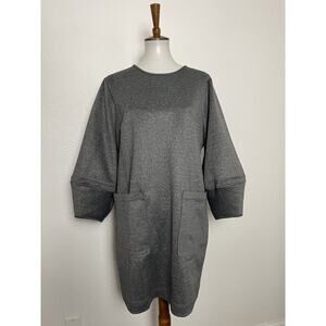 LDT Shift Dress Mini Grace Lantern Sleeve Stretch Knit